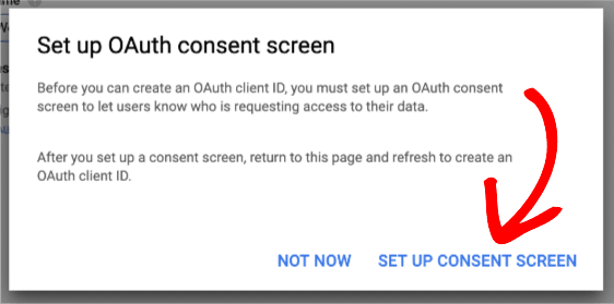 SET UP CONSENT SCREEN